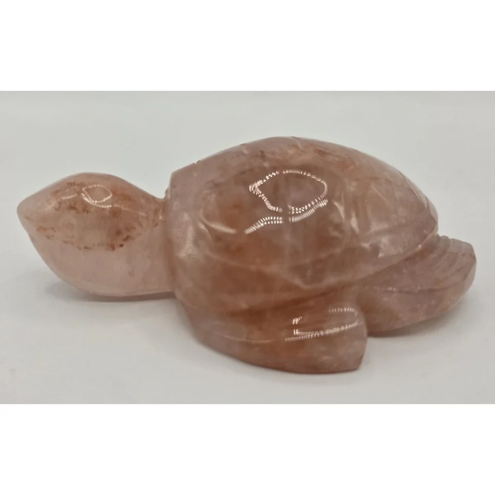 Natural Red Fire Quartz Hematoid Carved Turtle 4